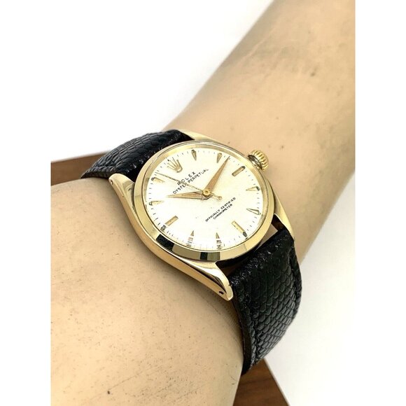 Rolex Oyster Perpetual Women's Watch Vintage Swiss Automatic 14k Gold Case - Picture 5 of 14